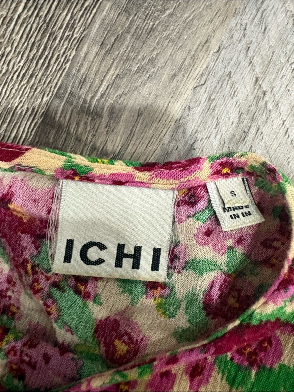 ICHI Floral Ruffle Sleeve Tank Top - Pink Floral Small - Picture 2 of 4